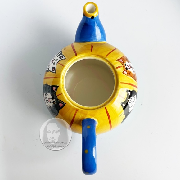 Ceramic Tea Pot Set 3pc Cup Lid Pot Catzilla by Candace Reiter 2001 Cat Lover - Picture 12 of 13